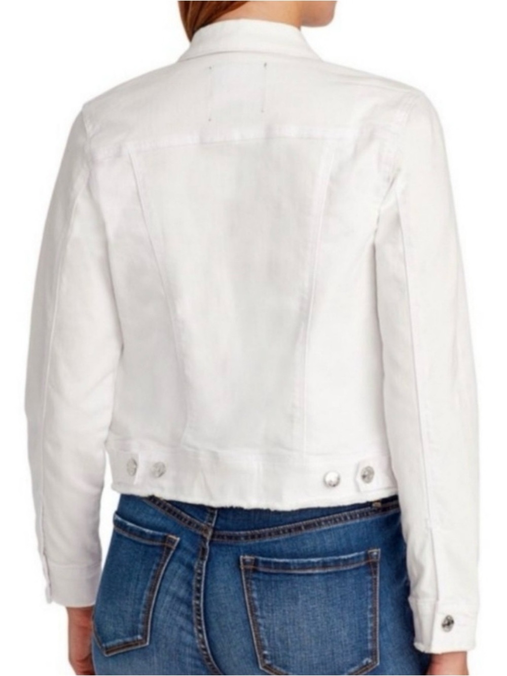 Nine West White Sarah Jacket Spread Collar Silver Buttons - Picture 2 of 5